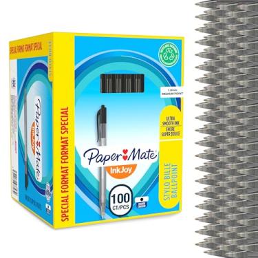 Imagem de Paper Mate Canetas esferográficas retráteis InkJoy 100RT | Ponta média (1,0 mm) | Pretas | 100 unidades
