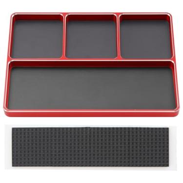 Imagem de Vgoohobby Universal Aluminum RC Screw Tray Magnet Screws Holder Plate Screw Organizer Tool Compatible with Redcat Traxxas Arrma HPI Axial Wltoys RC Car Boat Helicopters Airplane (Red)
