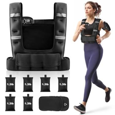 Imagem de Prodigen Colete com peso ajustável de 1,8 a 5,4 kg para mulheres, homens, para corrida, caminhada, cardio e treinamento de força, com ombreiras e listras refletoras