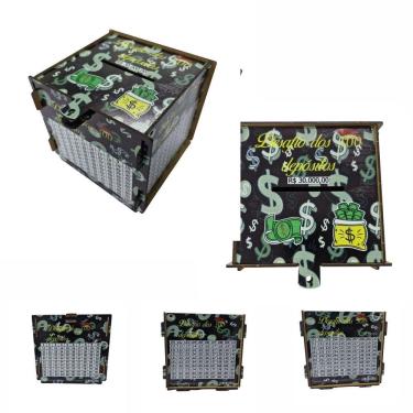 Imagem de Cofre Guardar Junte Dinheiro Woodbox Desafio 30 Mil Dinblack