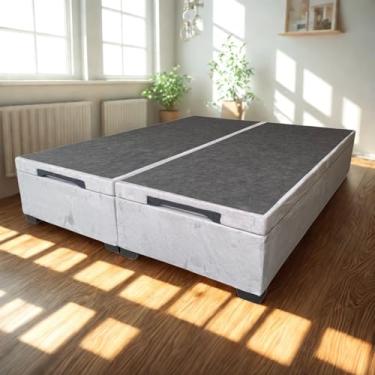 Imagem de Cama Box Baú Queen Bipartido Suede Luxo - Suíte Imperial - Acabamento Reforçado, Amplo Espaço (198x158x44cm, Suede Cinza)