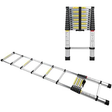 Imagem de OKUOKA Escada telescópica de alumínio 6,2 m/5 m/3,8 m/3,2 m/2,9 m/2,6 m/2 m de altura, escadas telescópicas para uso doméstico, trailer, trabalho ao ar livre, carga 150 kg (tamanho: 1,4 m/4,5 pés