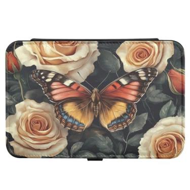 Imagem de Burbuja Caixa de joias de viagem de borboleta de rosas dos namorados, presente para mulheres e meninas, estojo de joias portátil de couro PU organizador para brincos, anéis, colares e pulseiras