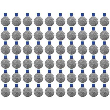 Imagem de Kit C/ 60 Medalhas de Prata M43 Honra ao Mérito Fita Azul - Crespar