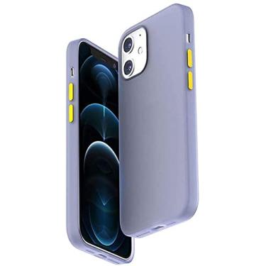 Imagem de KKFAUS Capa de telefone de silicone líquido translúcido, capa fina para Apple iPhone 12 Mini (2020) 5,4 polegadas à prova de choque capa protetora [proteção de tela e câmera] (cor: azul)