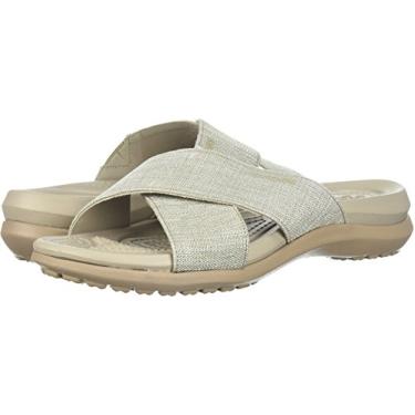 Imagem de Crocs Sandália feminina capri Shimmer Cross-Band, ostra/paralelepípedo, 38