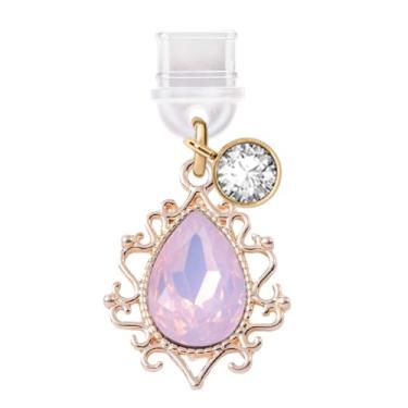 Imagem de ELISE & FONDA TP323 Tipo-C porta de carregamento antipoeira plugue gota de água pingente de telefone celular para Samsung/OnePlus/Xiaomi/oppo telefone Android iPhone 15/16 (rosa), approx.1.9 cm (L) x