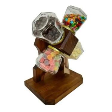 Imagem de / Art & Lar / Baleiro Giratório 4 Potes de Vidro