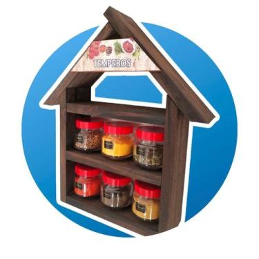 Imagem de Kit Para Temperos 6 Potes Condimentos Incluso - Art & Lar Artesanatos