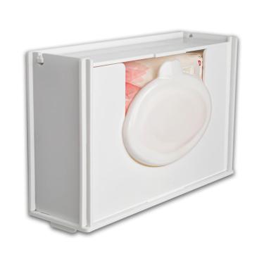Imagem de Porta Lenços Toalhas Umedecidas Fino Com Tampa Acrílico Diespenser Adesivo 3m Banheiro Branco