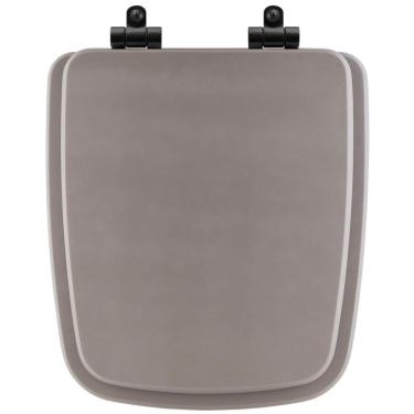 Imagem de Assento Sanitário Poliéster Soft Close Boss Stone (cinza Fosco) Para Vaso Incepa Com Ferragem Preta