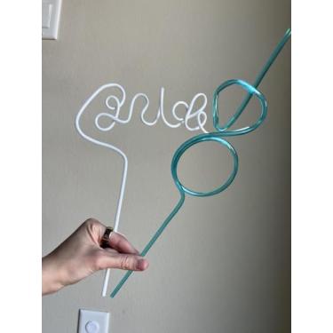 Imagem de Conjunto de 10 canudos para decoração de despedida de solteira, 5 canudos brancos grandes para despedida de solteira + 5 diamantes azuis grandes para decoração de chá de panela, presentes de