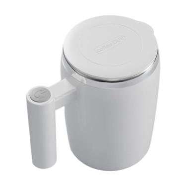 Imagem de MotiveTech Caneca Automática com Agitação, Copo Automático para Mistura, Recarregável com Tampa, Caneca Automática com Agitação, Copo Elétrico para Mistura de, Branco