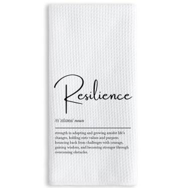Imagem de TNUW Toalhas de cozinha inspiradoras de resiliência 40 x 61 cm, toalhas de mão decorativas de definição de resiliência para decoração de banheiro, presentes motivacionais inspiradores, toalhas de chá