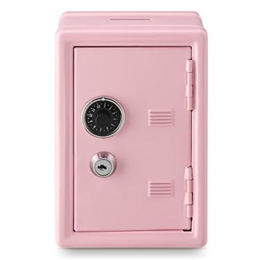 Imagem de Younion Cofre de Segurança para Dinheiro e Joias, 11,7 cm x 10,7 cm x 15,5 cm, Rosa