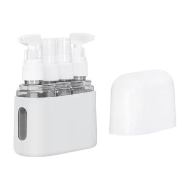 Imagem de Kit 4 Frascos para Viagem Com Case – Frascos Portáteis Reutilizáveis para Shampoo, Cremes e Cosméticos – Mini Potes para Mala de Mão e Avião - acompanha Case de Silicone com Tampa (Cinza)