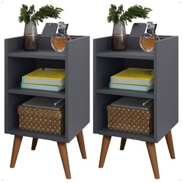 Imagem de Kit 2 quarto mesinha de cabeceira quadro de cama de charme vintage mesa pequena(KIT MAX CINZA CINAMOMO)