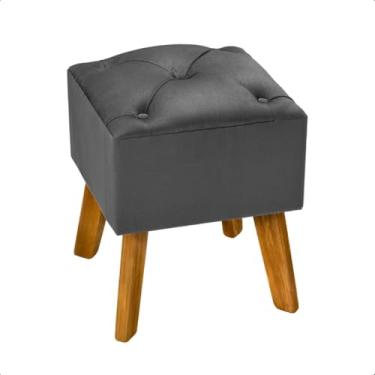Imagem de Puff Decorativo de Veludo Captonê – Assento Retrô Luxo para Sala, Quarto e Recepção (CINZA ESCURO)