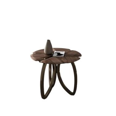 Imagem de Mesa de centro mesa de centro simples estilo moderno leve mesa de centro redonda de nogueira preta pétala mesa de centro mesa de centro mesa de café (B)