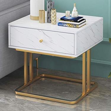 Imagem de Mesa de cabeceira para móveis de quarto com 1 gaveta 3 gavetas mesa de cabeceira sofá armário lateral mesa de armazenamento textura mármore (tamanho : Estilo dois)
