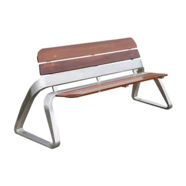 Imagem de URGDWEKJY Cadeira de parque de móveis de entrada, banco ao ar livre, encosto de aço inoxidável, cadeira de lazer de madeira maciça, jardim comunitário, banco de assento, cadeira quadrada (pequena)