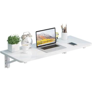 Imagem de Mesa dobrável montada na parede, mesa flutuante pequena para economizar espaço, mesa de jantar de computador com suportes para economia de espaço, mesa de trabalho dobrável, 40 x 80 cm