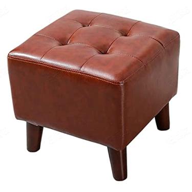 Imagem de FTOQWZXV Banqueta dobrável para pés de poliuretano pequeno banco de sofá banco baixo com 4 pernas de madeira corredor | sofá | mesa | banco pequeno de escritório, vermelho, 36 cm x 36 cm x 35 cm