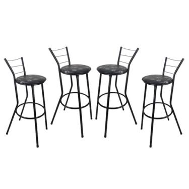 Imagem de Jogo 4 Banquetas Banco Alto Para Bancada Balcão (Preto Floral)