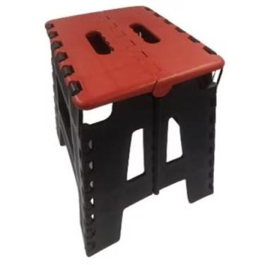 Imagem de Cadeira De Plástico Baixa Portátil Com Banqueta Dobrável Peq Para Repouso Breve No Escritório E Relaxamento Com Familiares Na Sala Banqueta Dobravel Suporta Uso Frequente E É Portáti(vermlho)