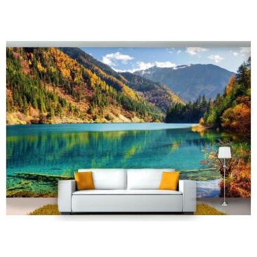 Imagem de Papel De Parede Lago Água Cristalina Céu 3D Nlk131 - Você Decora