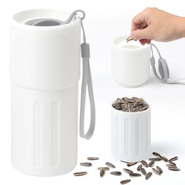 Imagem de TAAMOG Copo portátil de sementes de girassol com armazenamento de concha, recipientes de lanche com tampas para atividades ao ar livre/no carro/viagem/jogos esportivos, presente para amantes de