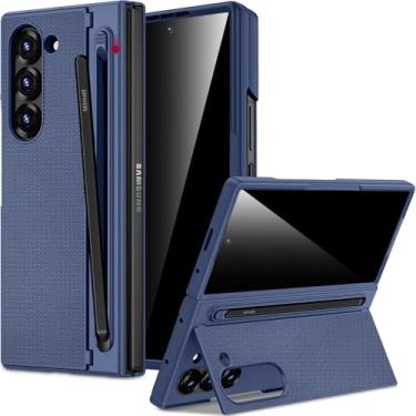 Imagem de Miimall Capa para Samsung Galaxy Z Fold 5 com caneta Stylus, suporte e protetor de tela de privacidade, capa antiderrapante para Samsung Fold 5, azul escuro