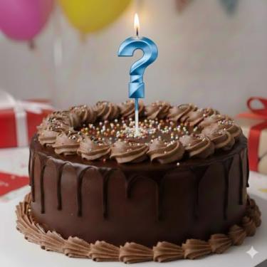 Imagem de Vela De Aniversário Mini Design Número Com 5Cm Silver Festas Azul (Interrogação)