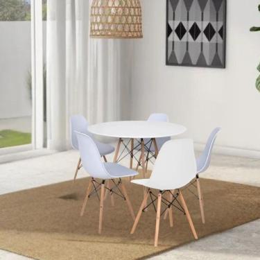 Imagem de Conjunto Mesa de Jantar 110cm com 04 Cadeiras Eiffel - Móveis La Bella