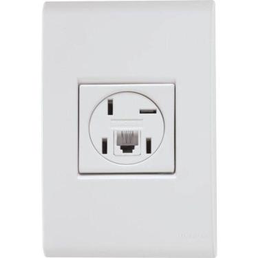 Imagem de Conjunto 4 X 2 Com 1 Tomada Telefone 4p E Rj11 Liz Branco - Tramontina