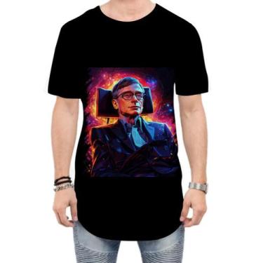 Imagem de Camiseta Longline Stephen Hawking Físico Brilhante Gênio 1 - Kasubeck 