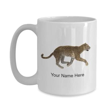 Imagem de Caneca personalizada de leopardo, xícara de café de leopardo, ideia de presente de leopardo, copo de oncinha personalizado, caneca de café de 425 g