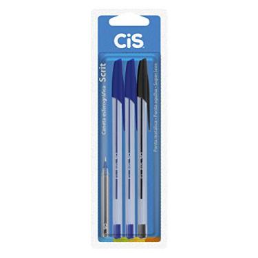 Imagem de CiS Scrit Caneta Esferográfica - 1.0mm - Blister c/3 unidades - 2 Azul, 1 Preta