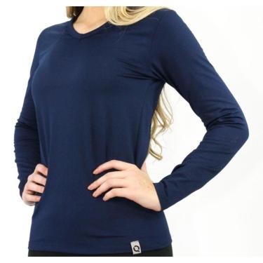 Imagem de Camiseta Térmica Feminina Gola V Manga Longa Fitness Frio-Feminino