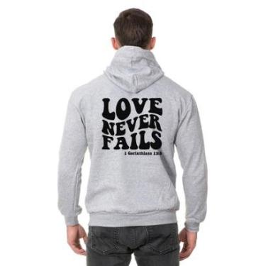 Imagem de Moletom Masculino Blusa de Frio Canguru Love Never Fails-Masculino