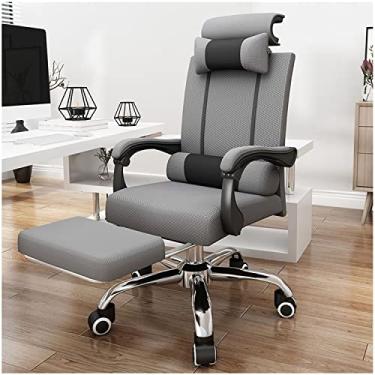 Imagem de Cadeira ergonômica para escritório em casa, cadeira executiva com encosto alto com apoio de braço e encosto de cabeça ajustável, com apoio para os pés retrátil e suporte lombar cinza Withpedals