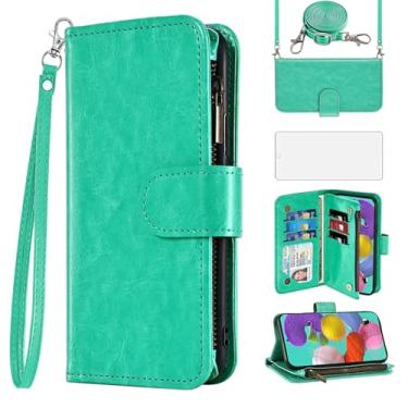 Imagem de Asuwish Capa de celular para Samsung Galaxy A51 4G carteira celular com protetor de tela, alça transversal, fecho de correr, porta-cartão, vidro temperado, compartimento TPU, suporte A 51 M40S 51A