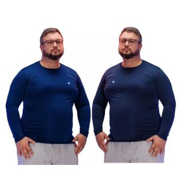 Imagem de Kit 2 Camisas Térmica Masculina Plus Size Uv50+ Segunda Pele Proteção 