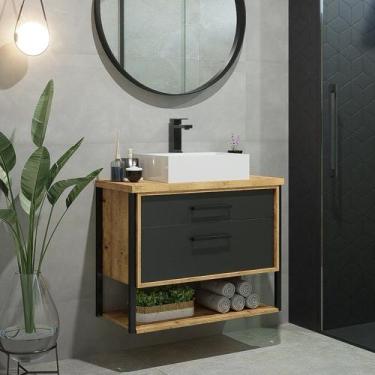 Imagem de Gabinete Suspenso para Banheiro 80cm 2 Gavetas Isabela Darabas Agardi