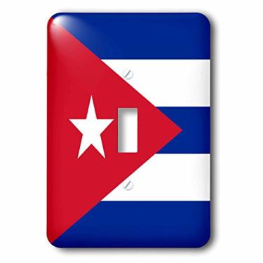 Imagem de 3dRose lsp_158302_1 Bandeira de Cuba Listras Azul Cubano Triângulo Vermelho Branco Estrela Caribenha Island Country World Flags Single Toggle Switch