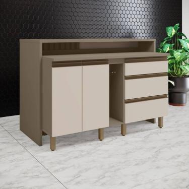 Imagem de Kit Ilha Gourmet 2 Portas 3 Gavetas com Tampo Connect Duna/Off White