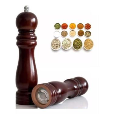 Imagem de Moedor de Pimenta e Sal Madeira Grande - 25cm Marrom Escuro - Kehome