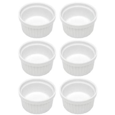 Imagem de Kit 6 Ramequins Canelado 50ml Porcelana Classic Branco Lyor Pequeno Mo