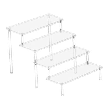 Imagem de menolana Acrílico riser claro expositor prateleira loja expositor rack multi uso sobremesa prateleira para festa cupcake modelos de cosméticos, 4 Níveis