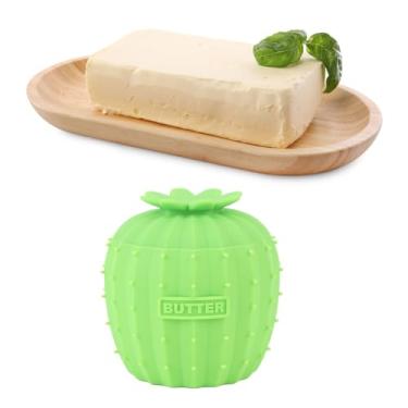 Imagem de Crock de Manteiga de Silicone Amarelo, Espalhamento Flexível, Nível de água Transparente, Design Conveniente, Protetor de Manteiga Francesa Com Tampa para de